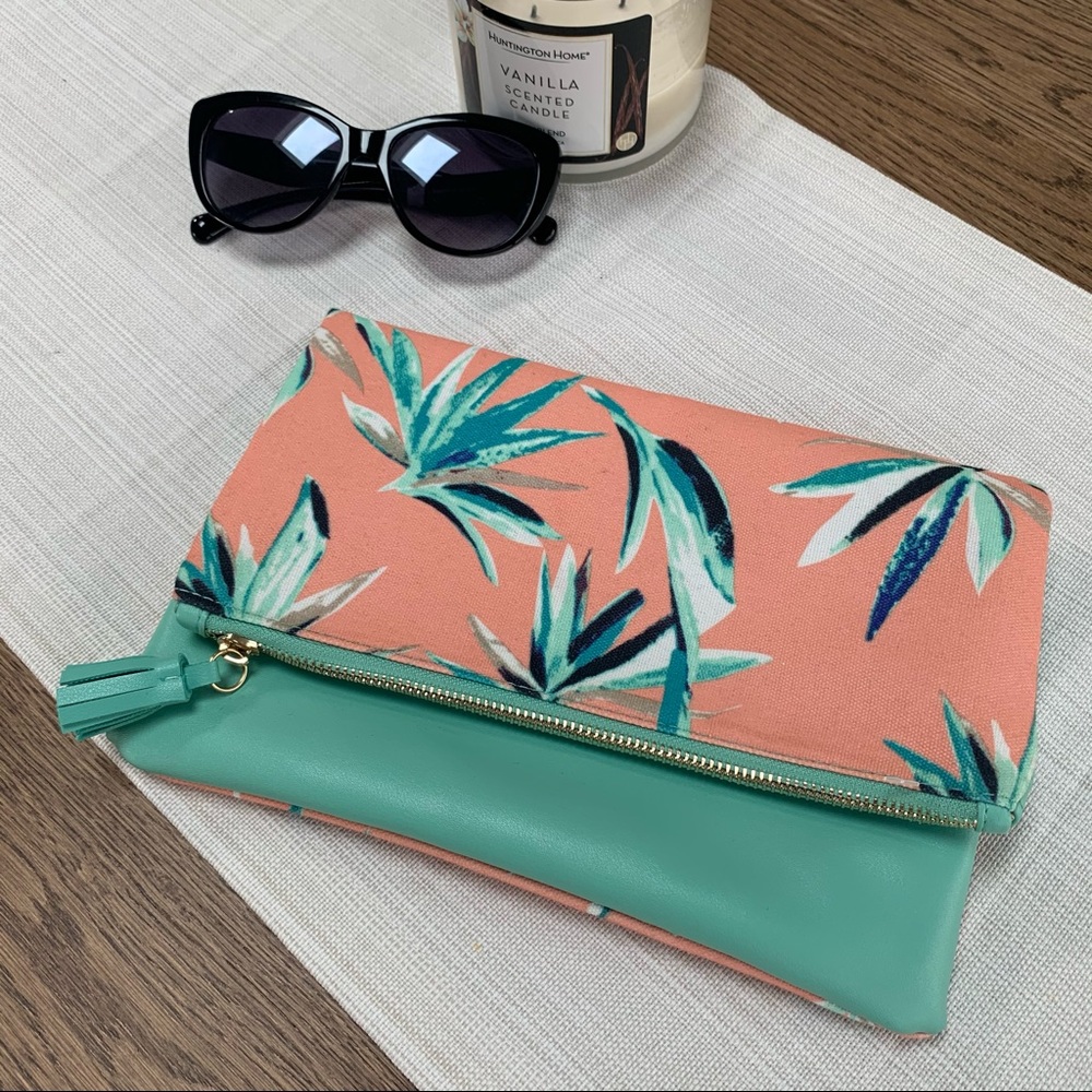 Rachel Pally Reversible Zipper Tropical Clutch